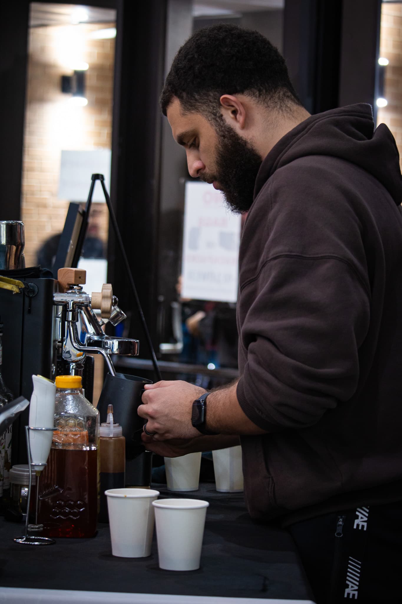 Hilal Coffee's syrup selection at the espresso cart in Arlington