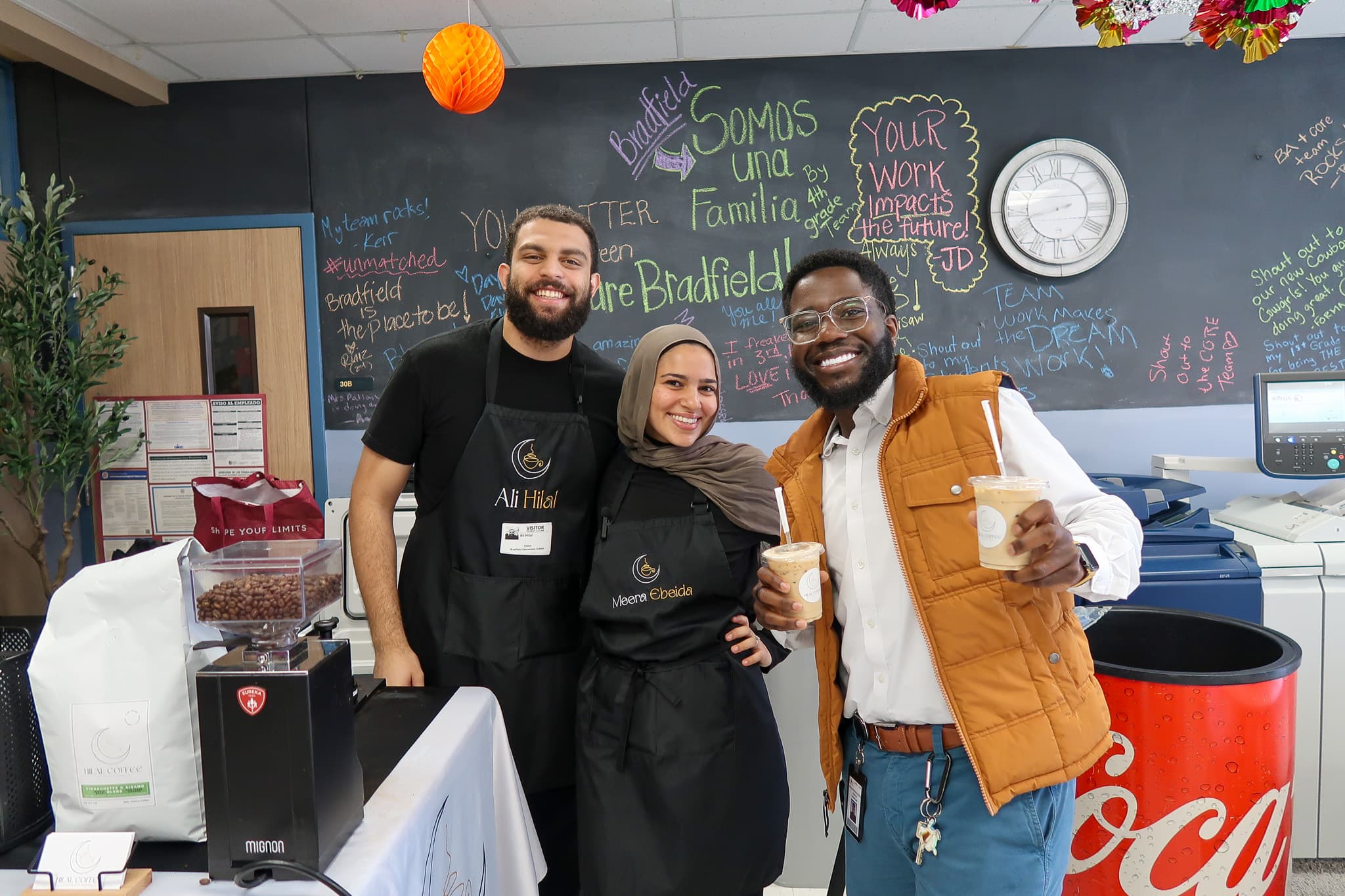 Hilal Coffee founders Ali Hilal and Meera Ebeida at an event