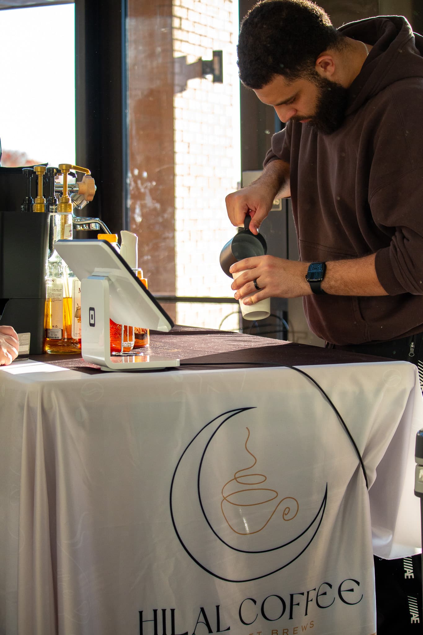 Hilal Coffee mobile cart serving an event in Arlington, Texas